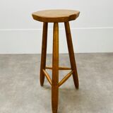 Brutalist bar stool in tripod elm