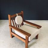 Brutalist Square Oak Lounge Chair, Belgium, 1950s