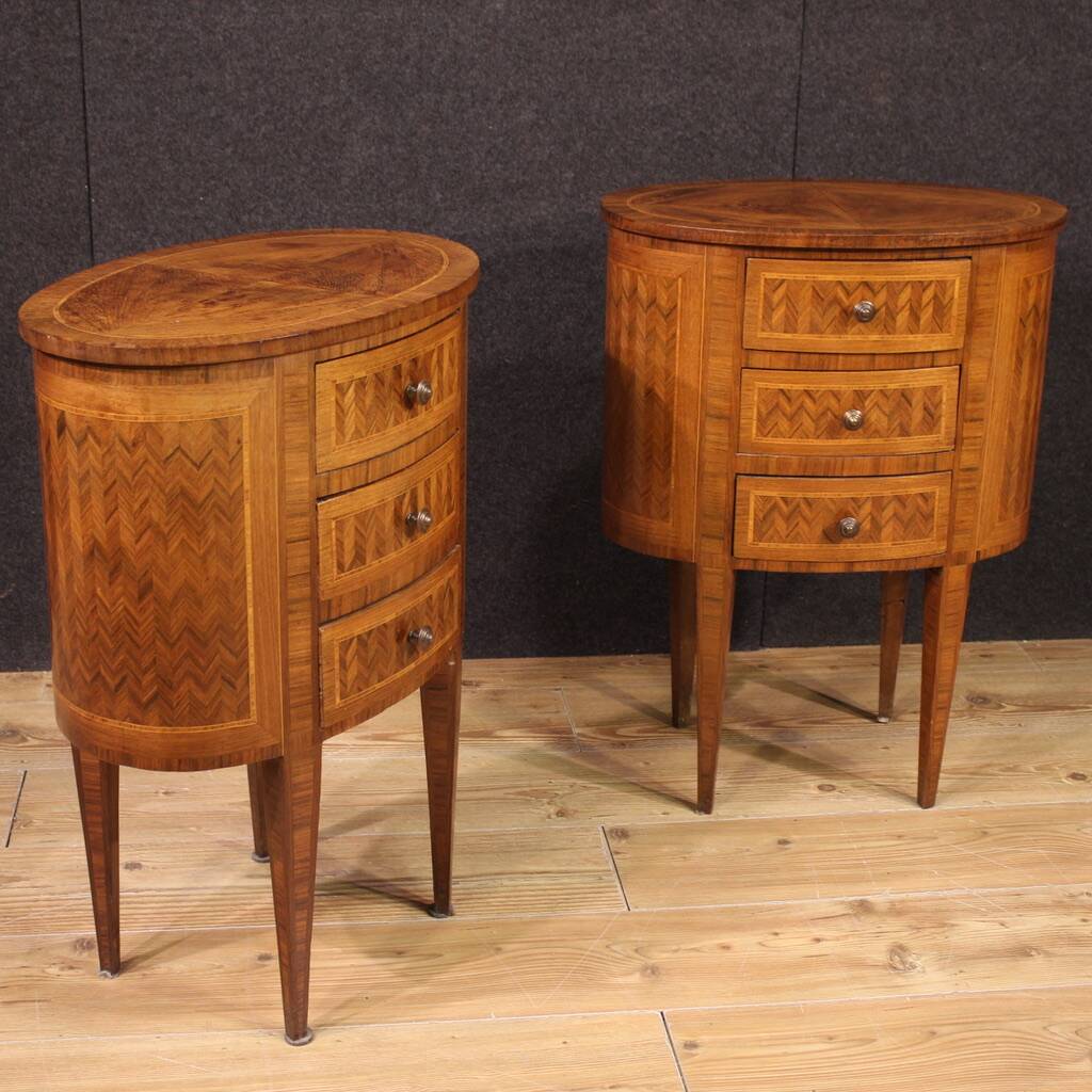 Pair of 20th-century Italian inlaid bedside tables