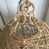 Vintage ball suspension rope and rattan