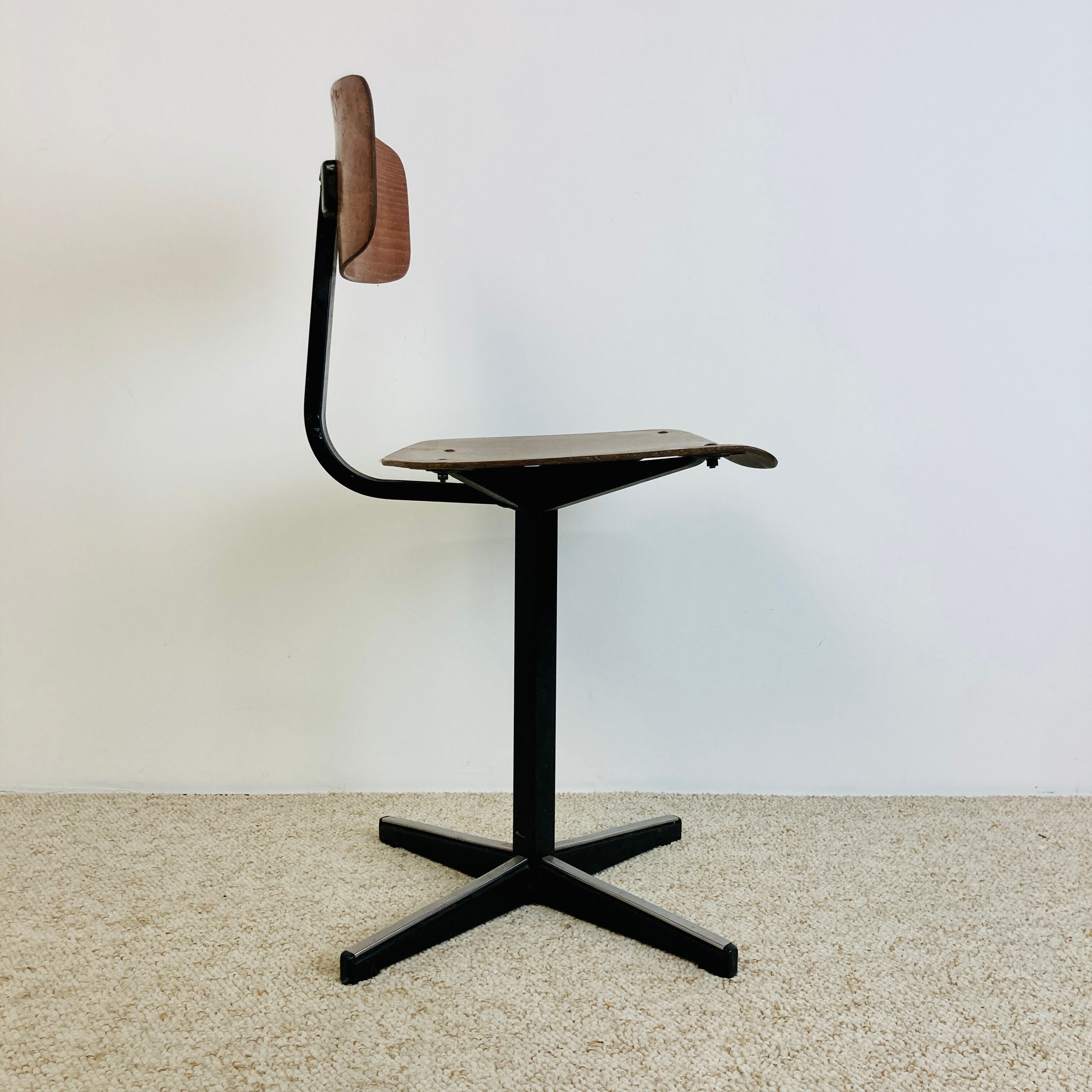 Office children's chair, wooden and metal, 70s