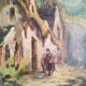 Huile sur carton retour du village