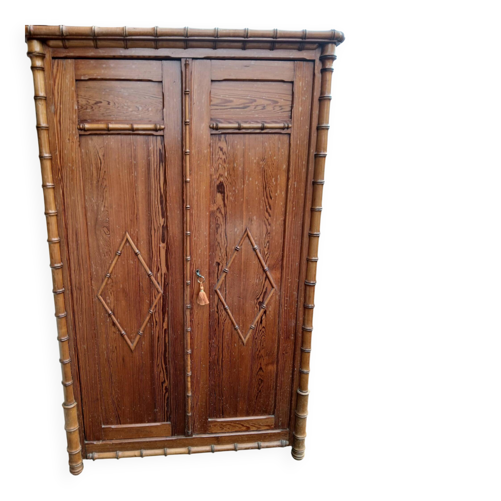 Pine effect wardrobe, bamboo from the early 20th century.