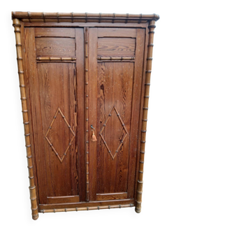 faux pine wardrobe, bamboo early 20th century