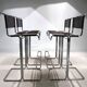 Ensemble de 4 tabourets de bar en acier tubulaire Linea Veam, 1960