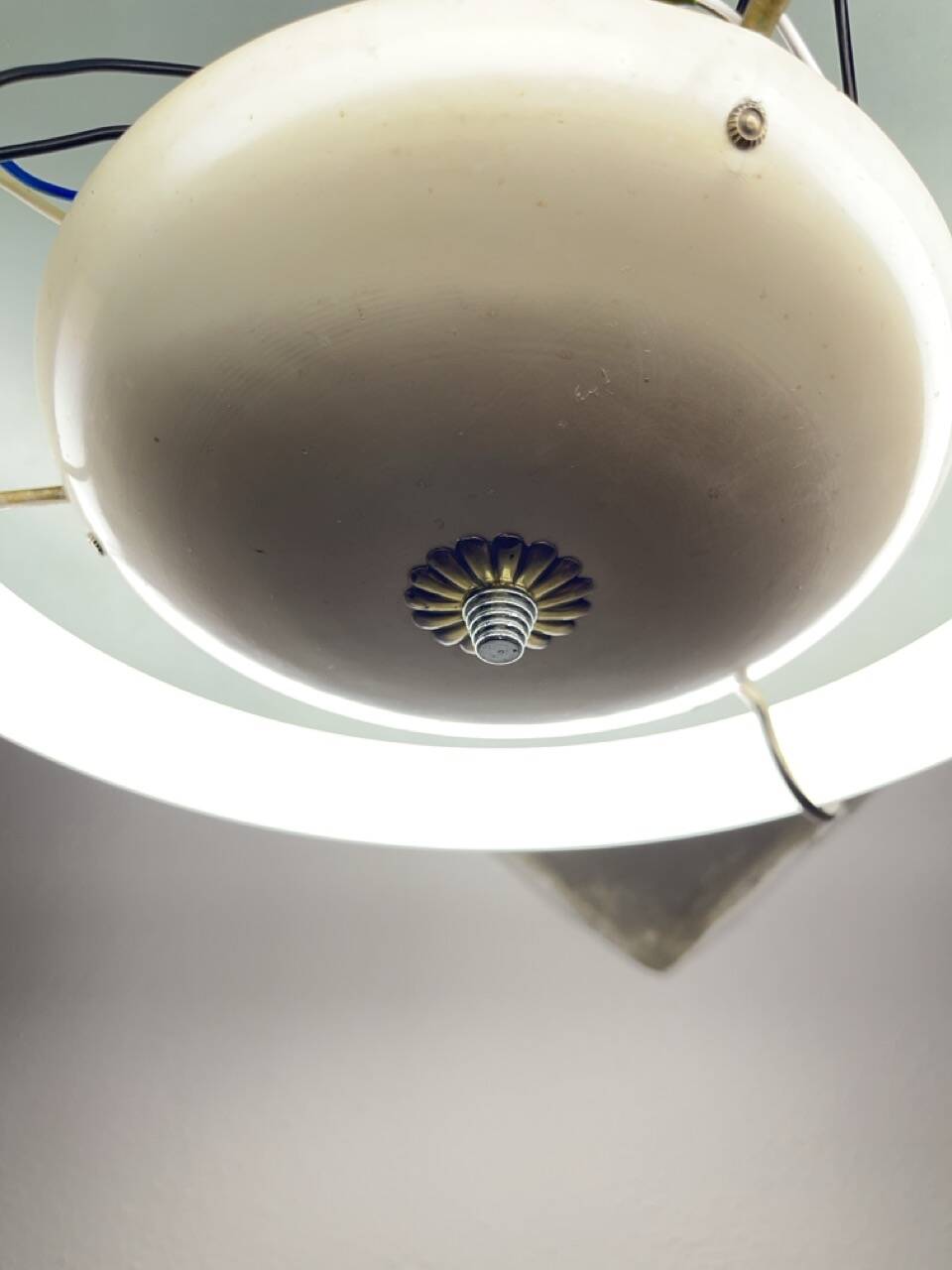 Lampe à suspension Lightolier, années 50, Italie, Space Age, milieu du siècle, fluorescente