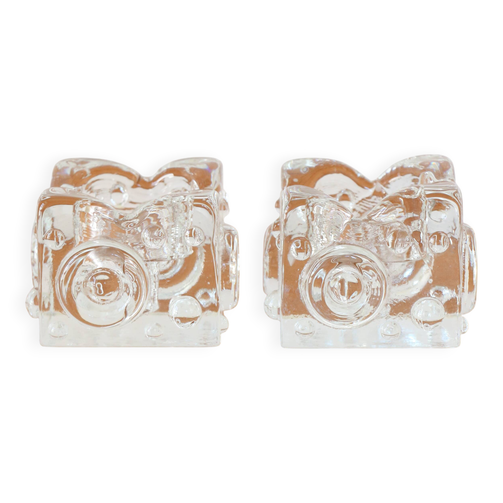 Pair of Josef Schott candlesticks, brutalist/modernist, 1960