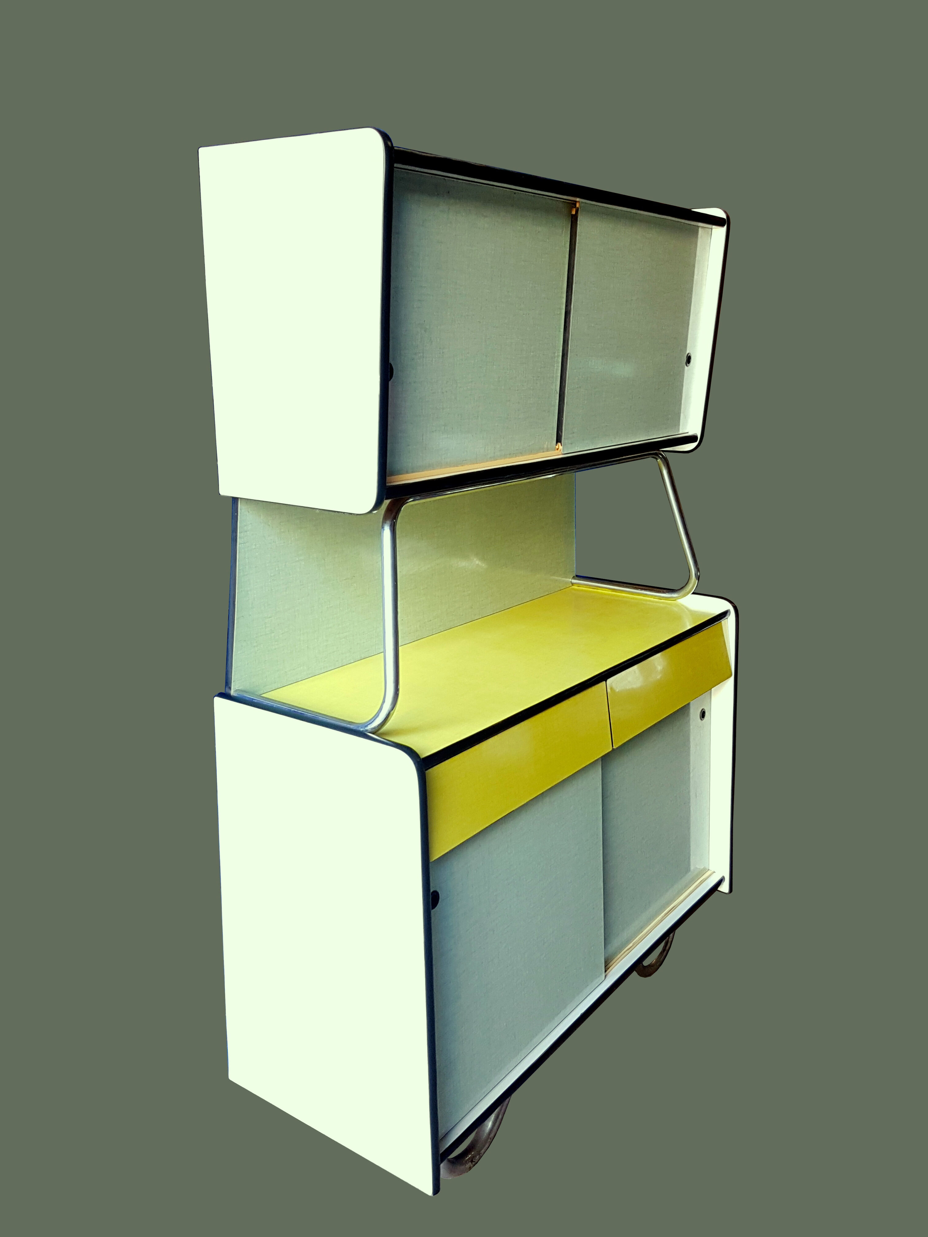 Green and yellow formica buffet
