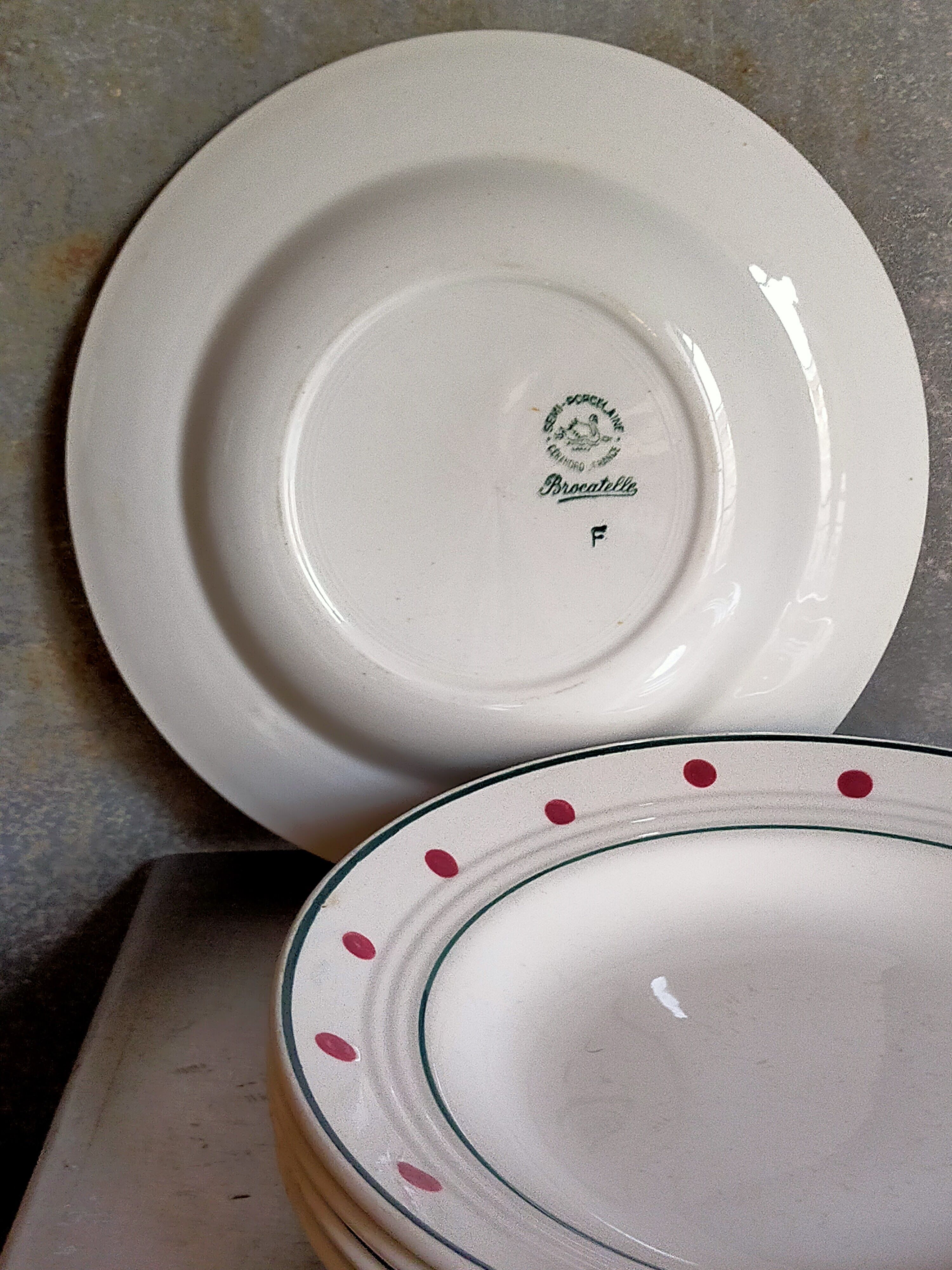 Five plates Céranord Saint-Amand "Brocatelle" vintage