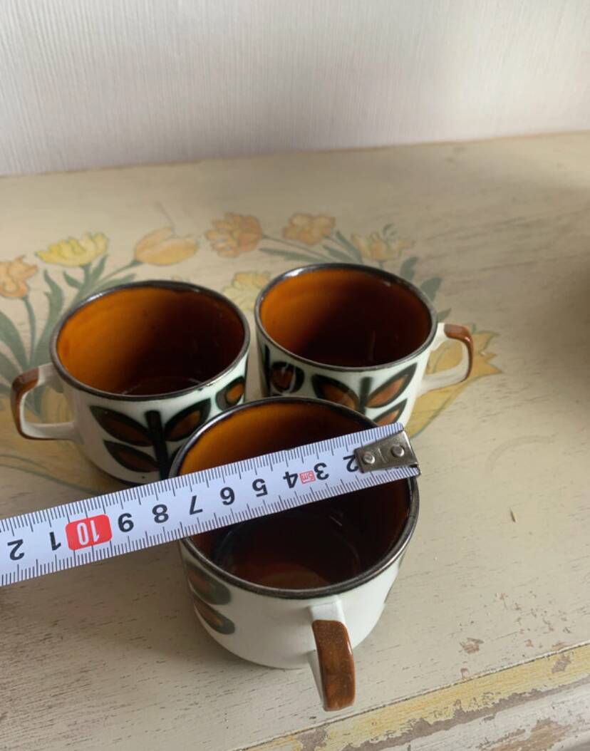 3 vintage coffee cups - boch belgium - "rambouillet" model