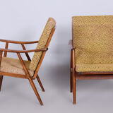 Pair of Mid-Century Beech Armchairs Made By ÚLUV, Revived Polish, Czechia, 1960s