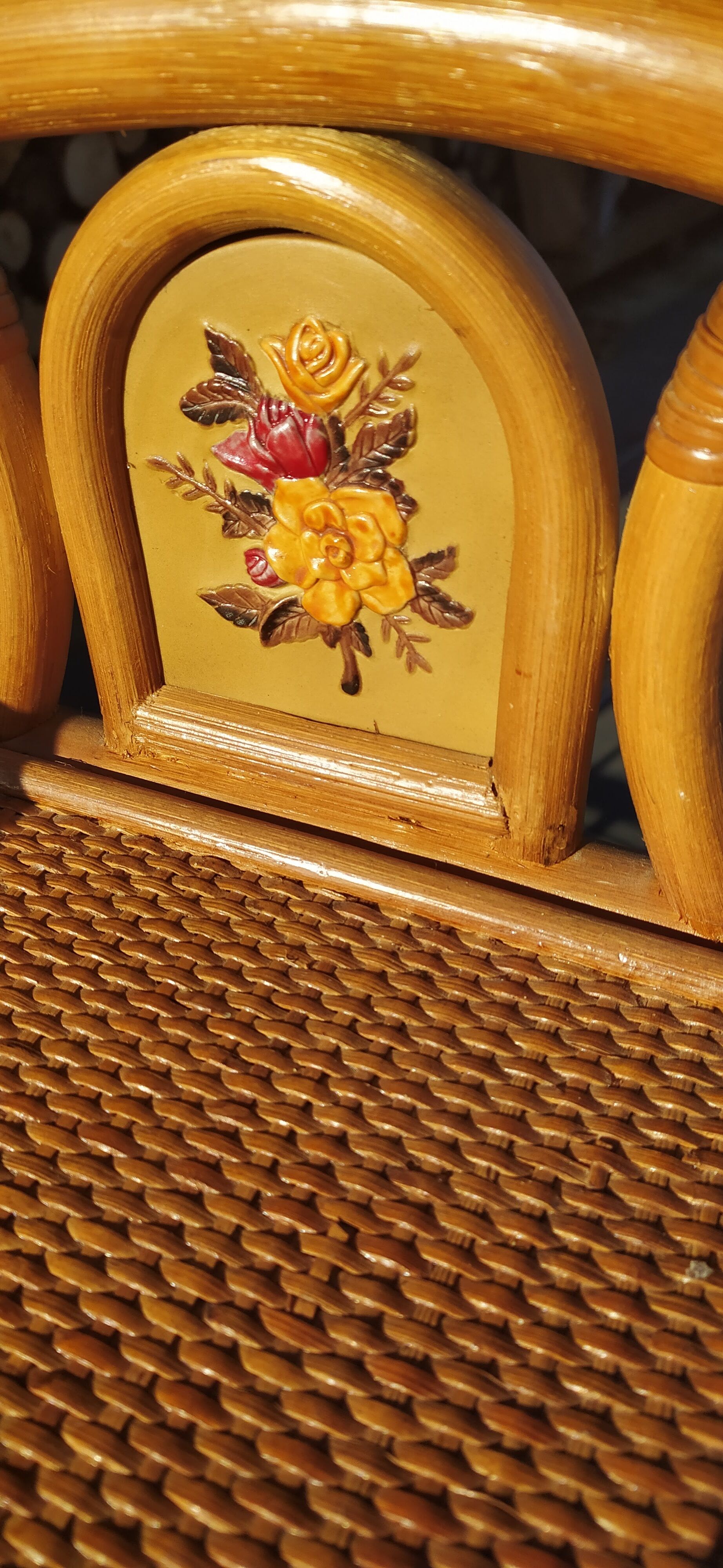 Pair of vintage bedsides in rattan and bamboo