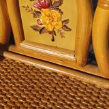 Pair of vintage bedsides in rattan and bamboo