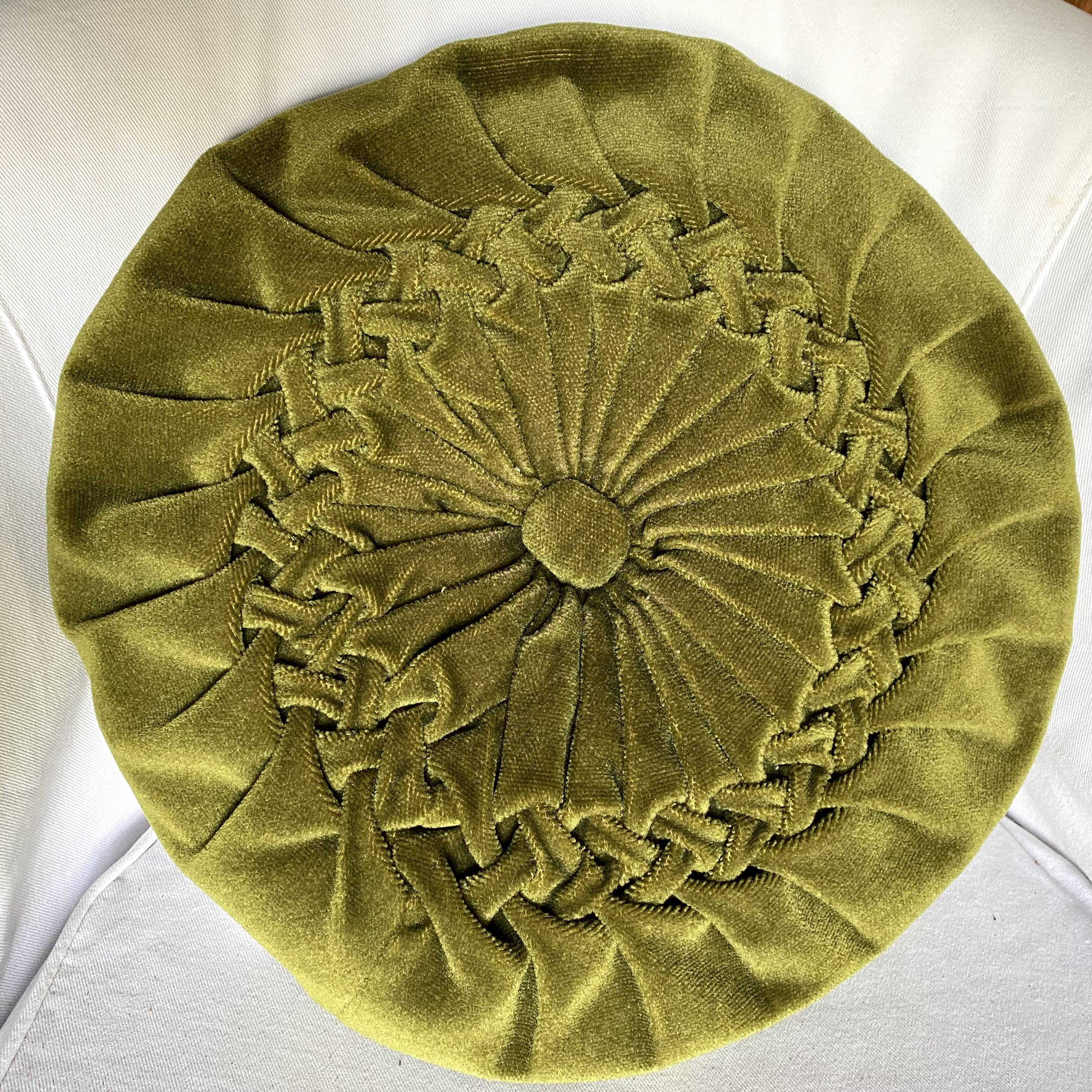 Vintage pleated velvet cushion