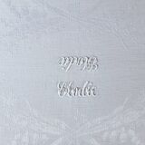 service table damned, tablecloth and 6 embroidered napkins "Elodie", 2m40 x 1m75, late nineteenth, early twentieth