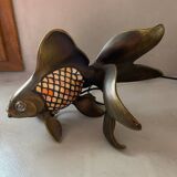 Lampe poisson vintage en laiton et verre
