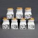 Set of 7 Arabia Finland spice jars with cork stoppers, Esteri Tomula