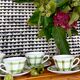 5 cups and saucers vichy 1950