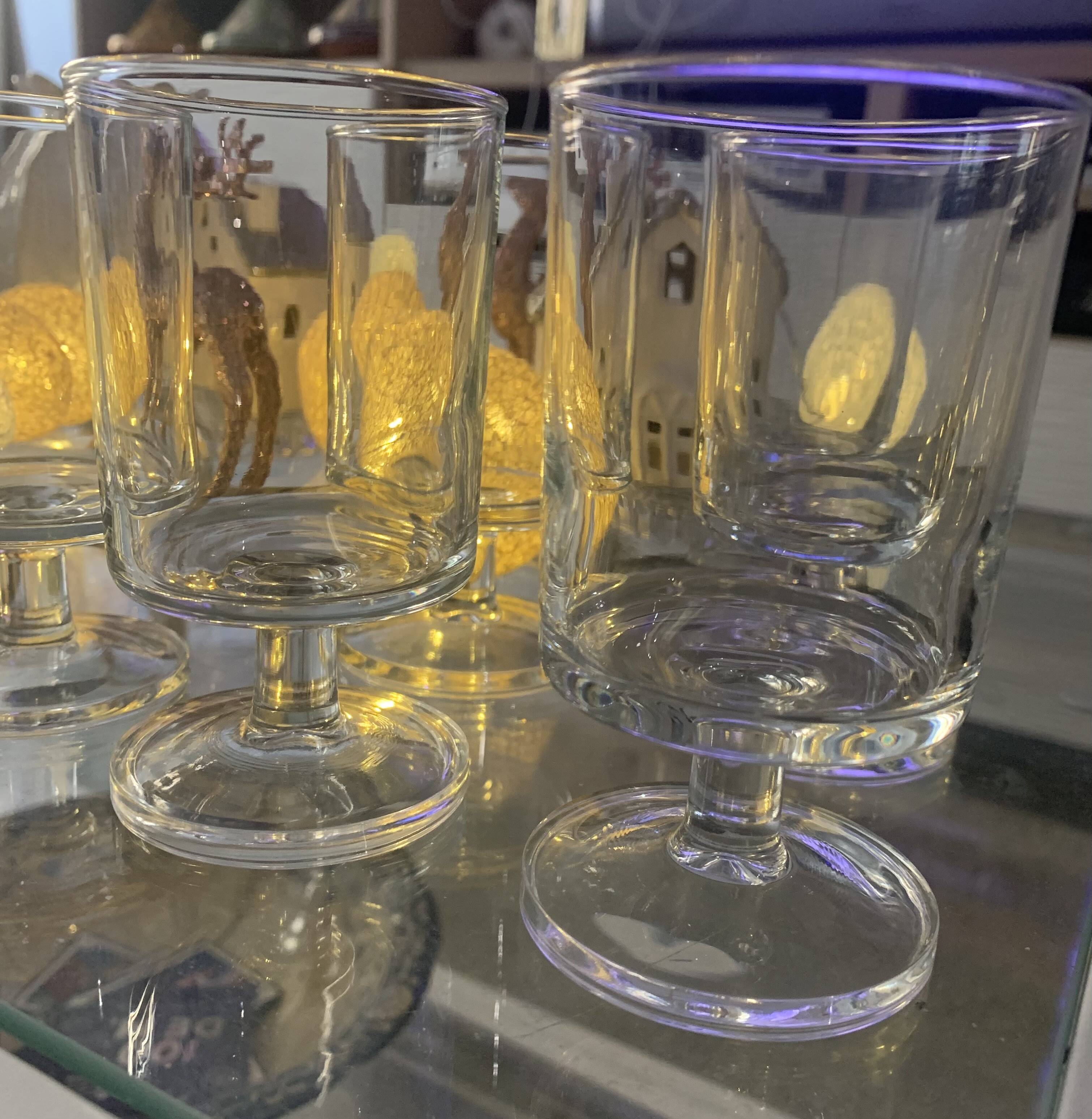 lot of vintage stemmed glasses from the 60s/70s