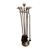 Brass goose head fireplace set