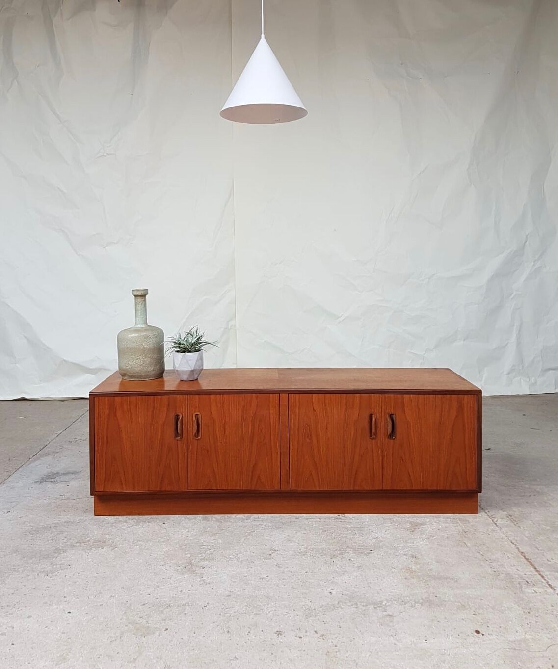 Vtg Mid Century G Plan Fresco Teak Sideboard Danish Media Vinyl Storage Retro