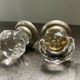 Pair of antique faceted cut crystal handles