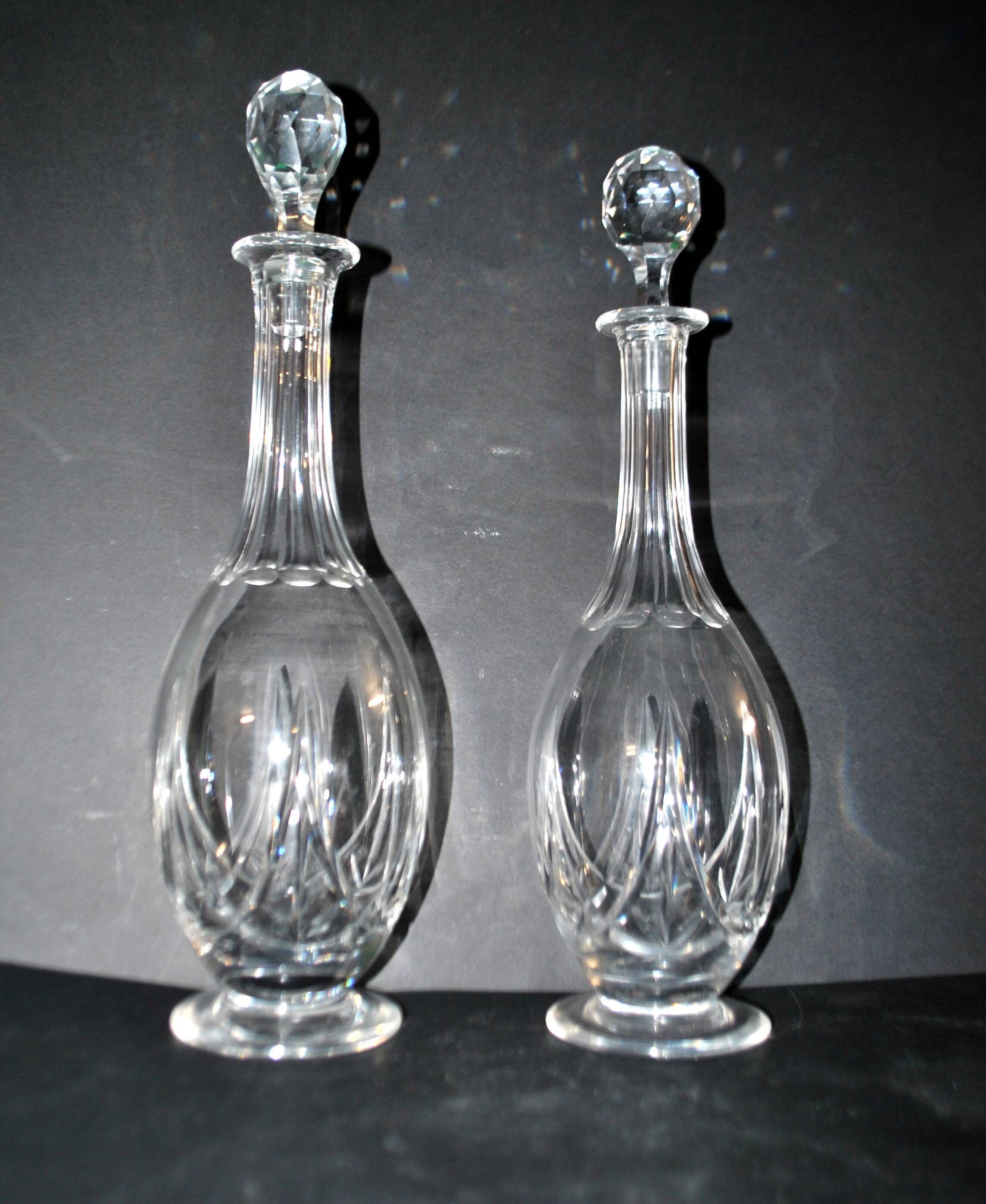 Saint-louis set of 2 antique lasalle cut crystal carafes 1930