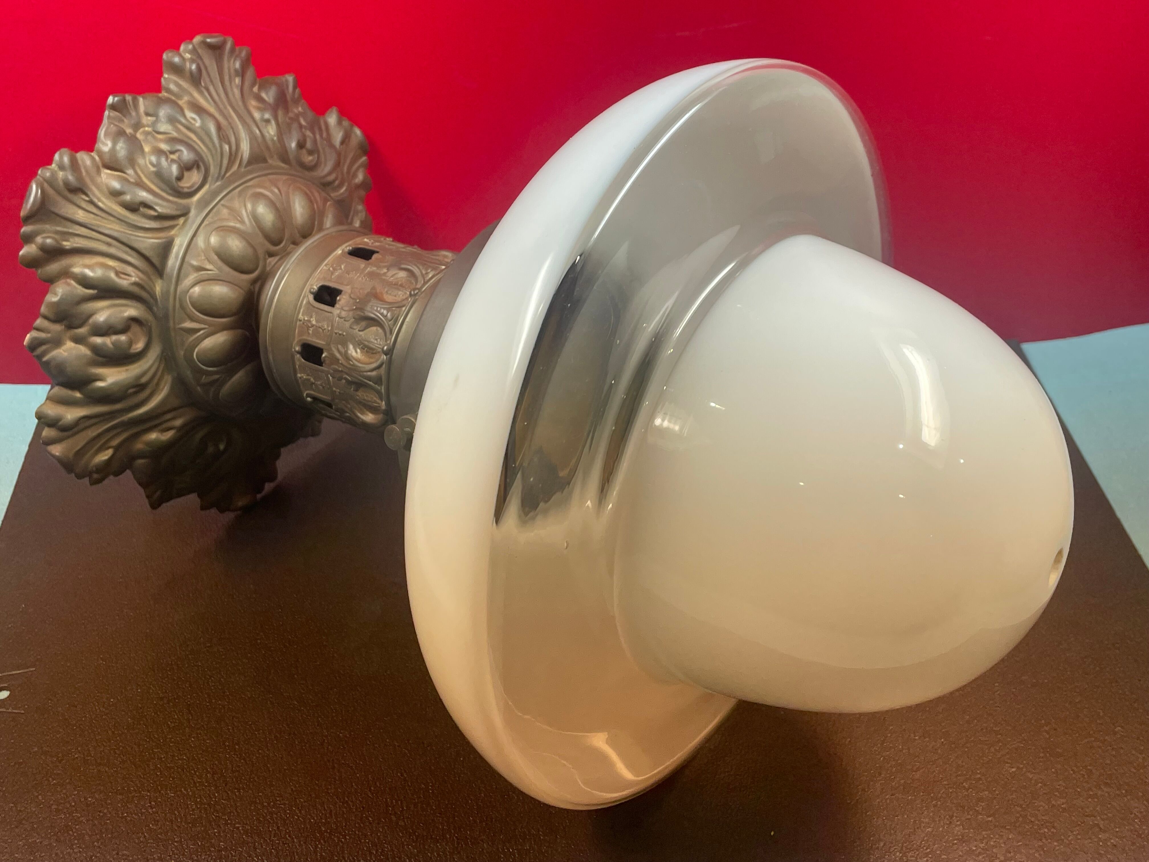 Chandelier Old Art Deco Ceiling Lamp Vintage Lamp Opaline circa 1930