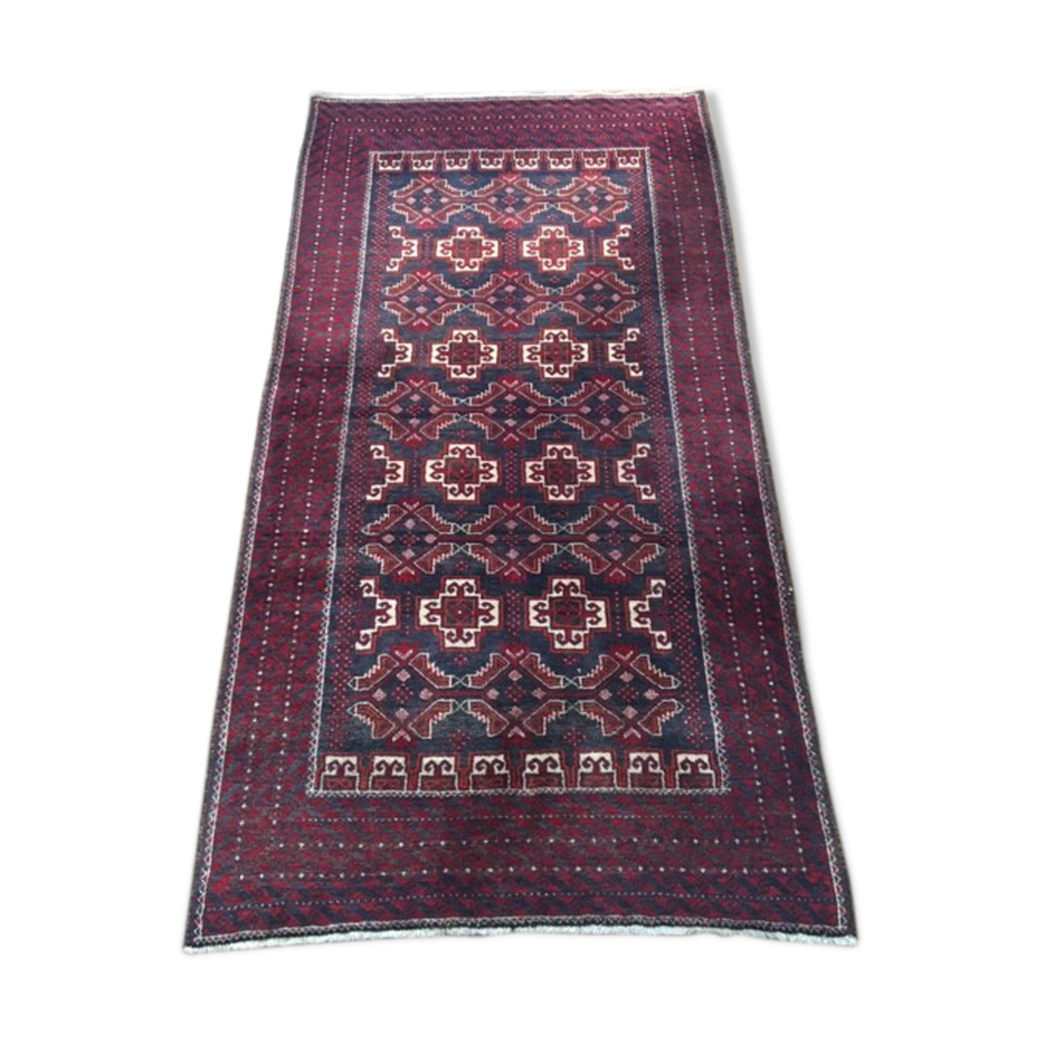 Ancient Beloutch carpet pure hand knotted wool - 197x104cm