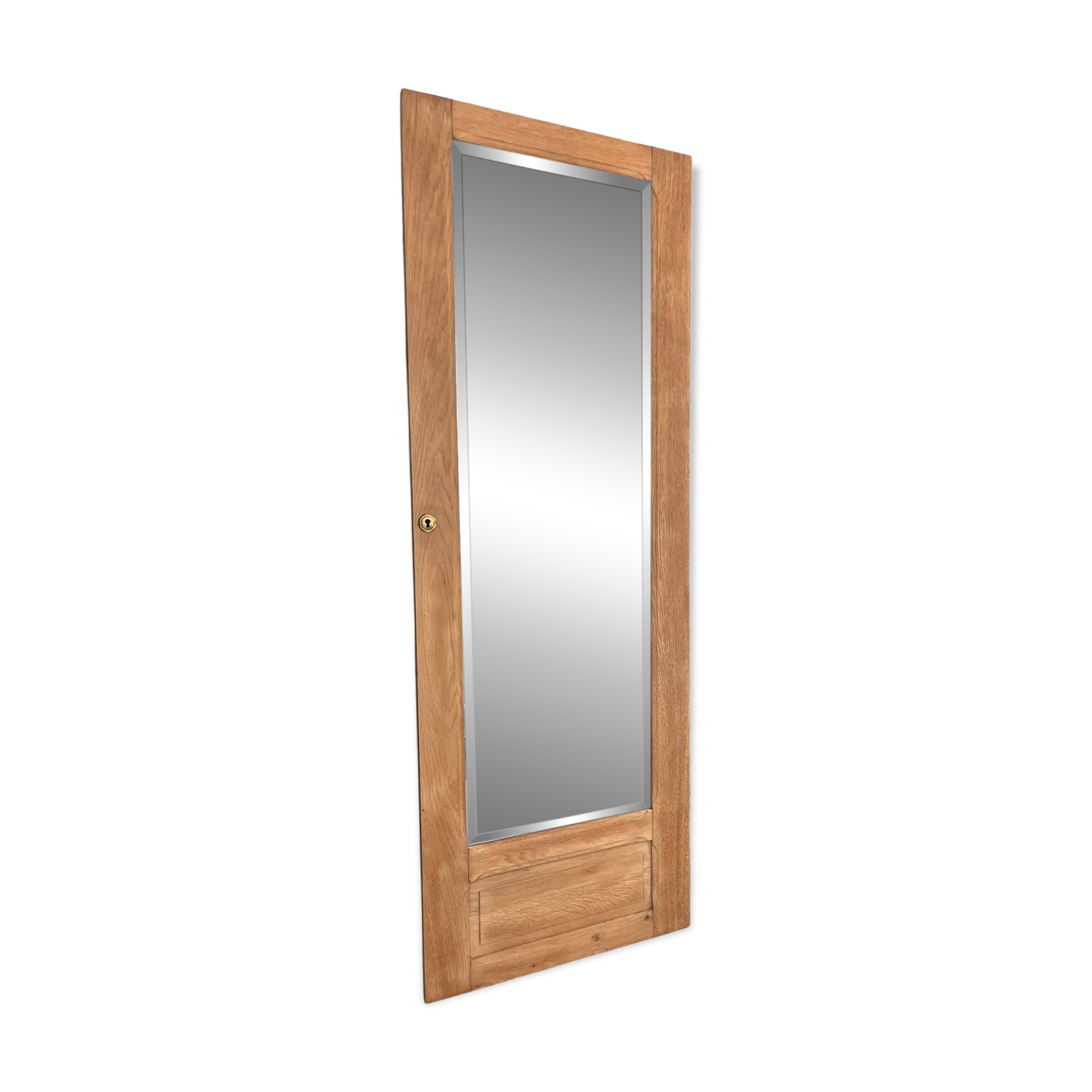 Vintage Art Deco bevelled wardrobe door, solid oak, Azalée.
