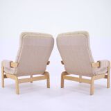 1970s Pair of Beech High Back Armchairs, Czechoslovakia