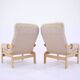 1970s Pair of Beech High Back Armchairs, Czechoslovakia