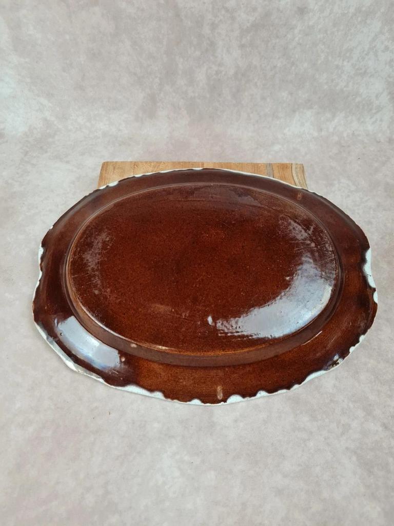 Large antique blue earthenware dish