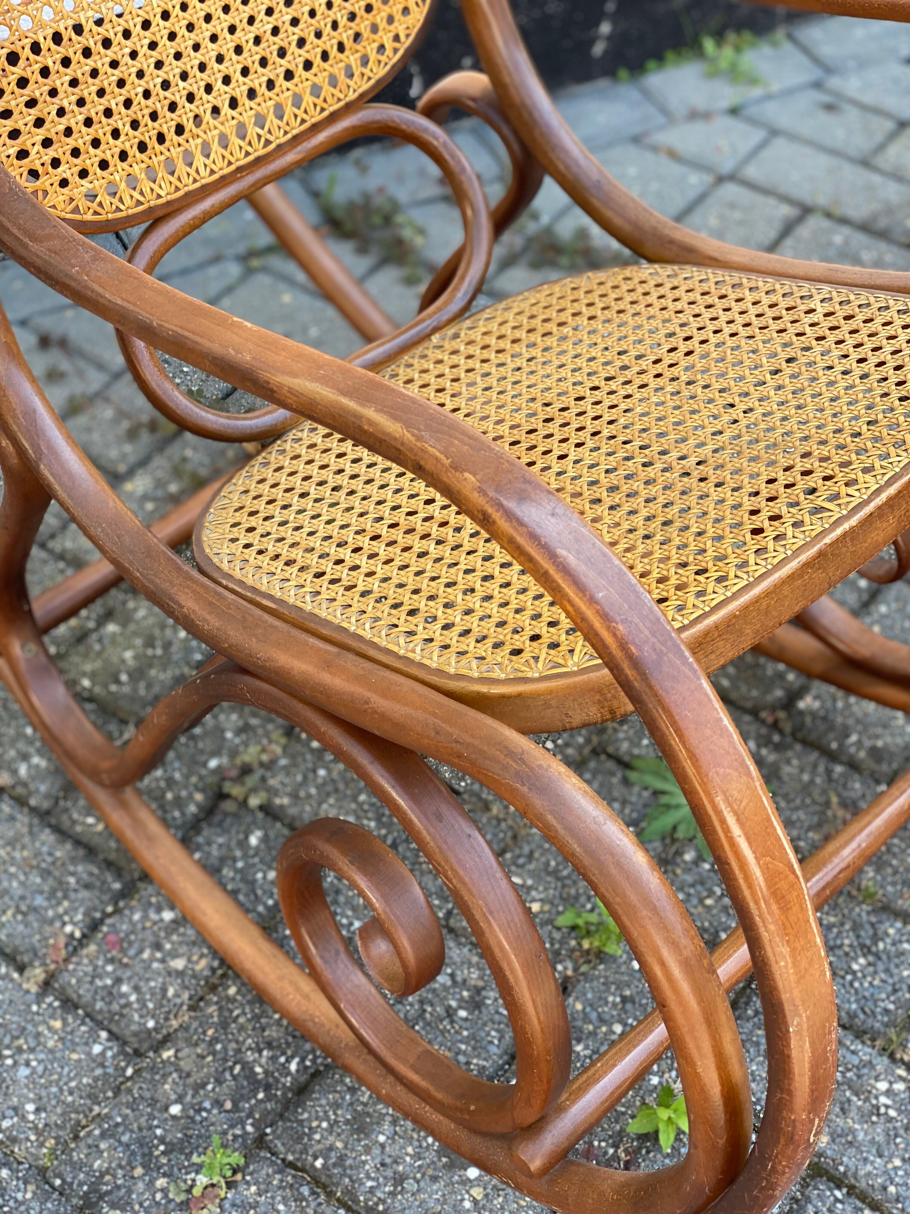 Bentwood & cane cane rocking chair