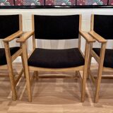 Set of 4 armchairs stamped Hans Wegner "Scandinavian design" 1960.