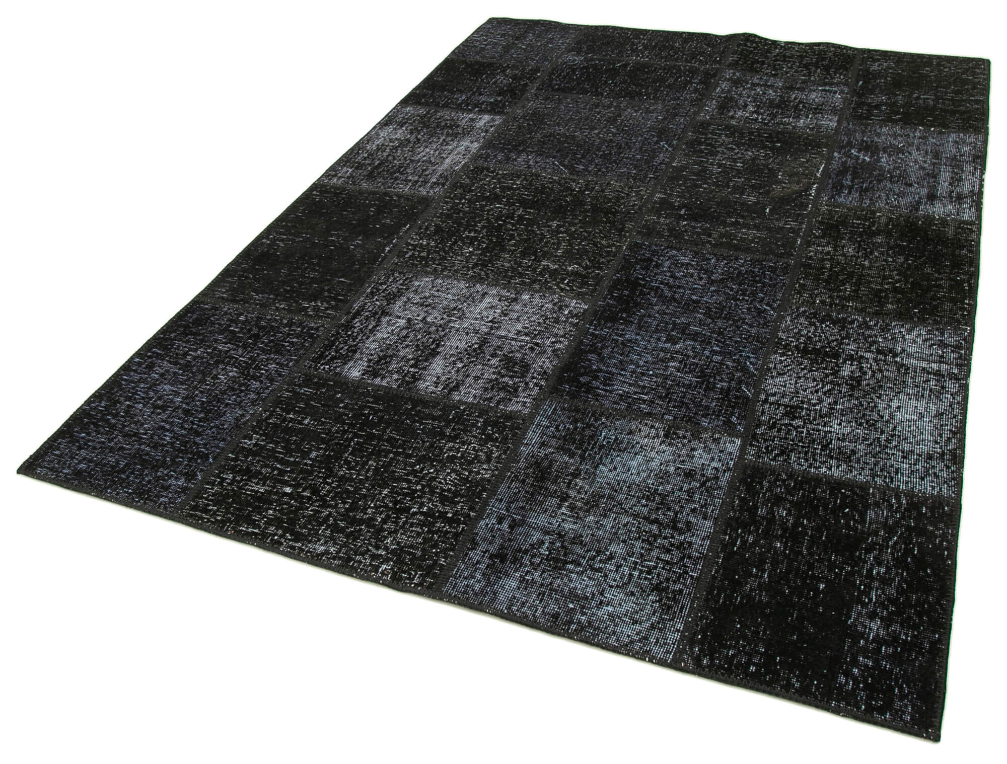 Handwoven anatolian contemporary 165 cm x 243 cm black patchwork rug