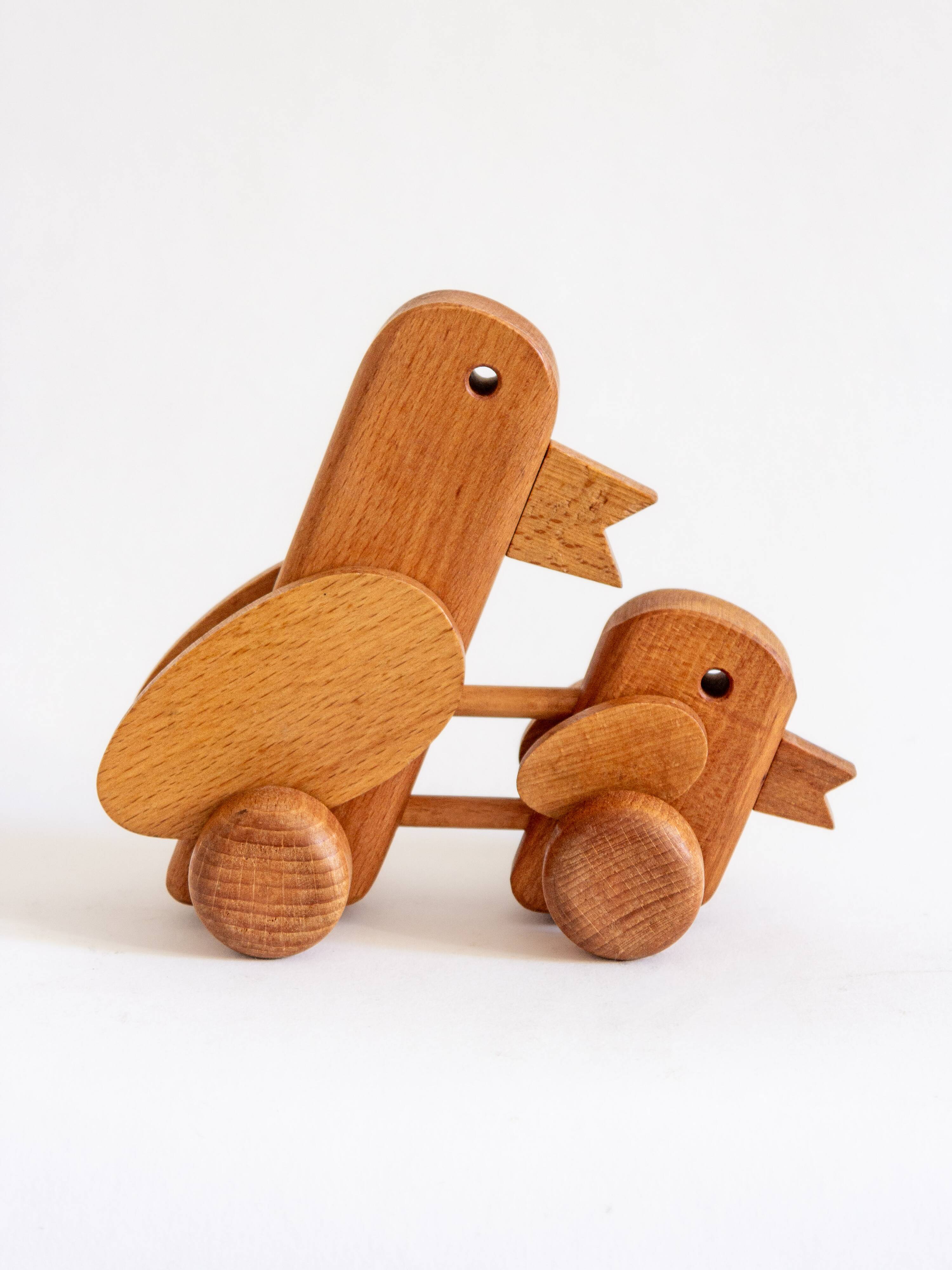Wooden toy with wheels, Czechoslovakia, 1970s