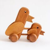 Wooden toy with wheels, Czechoslovakia, 1970s