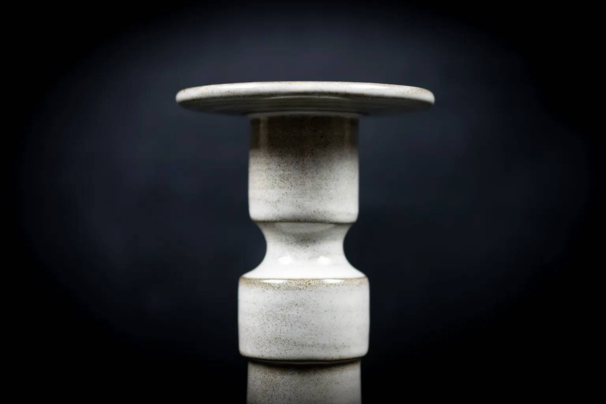 Ceramic candle holder with geometric decoration by Huguette Bessone - Vallauris