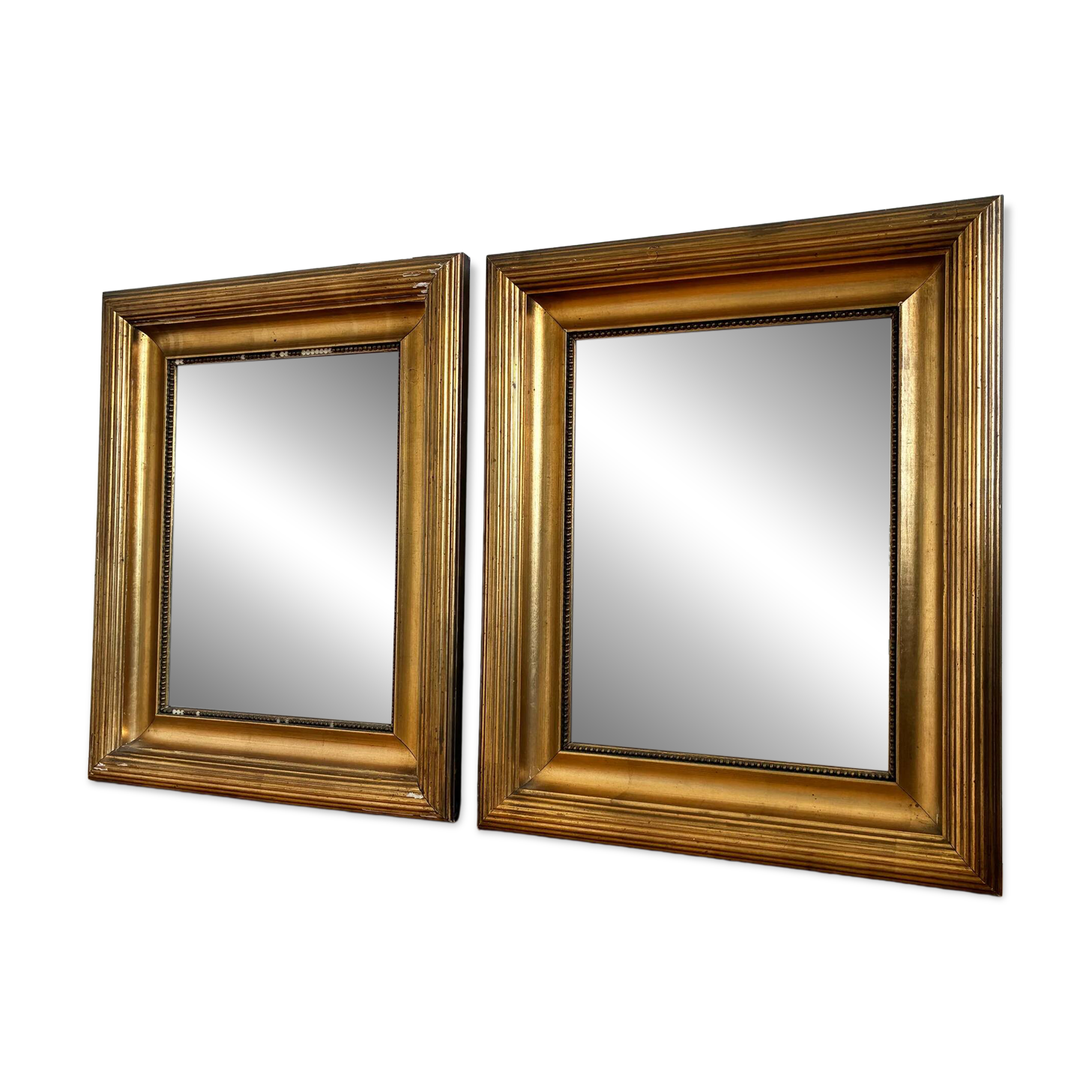 Paire de miroirs muraux en bois doré danois antiques, fin du 19e siècle