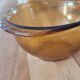 3 frosted glass bowls, amber