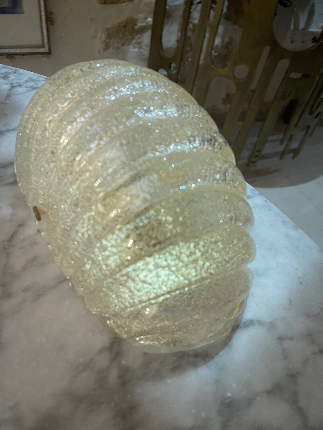 Seguso pair of Murano glass wall lights, Italy 1980