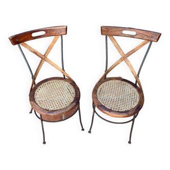 Two cannage bistro chairs
