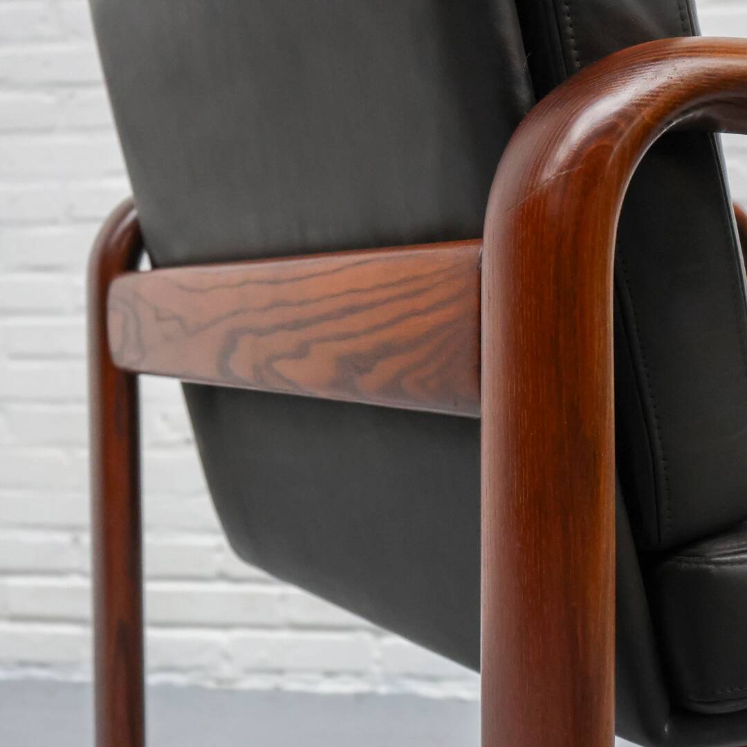 Fauteuil en frêne et cuir par Burkhard Voghterr pour Rosenthal, années 1970
