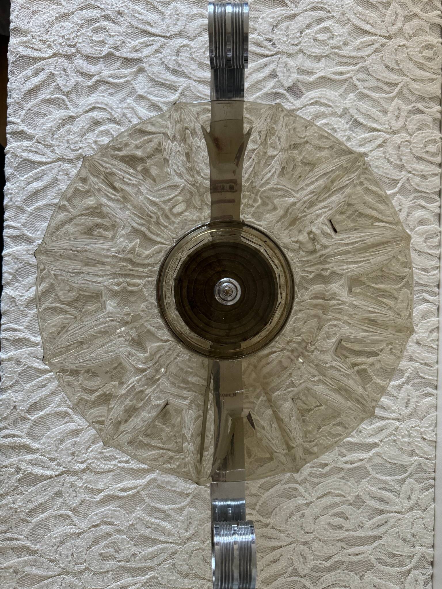 Art Deco smoked glass and aluminum bowl – France, 1935–50s