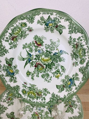 6 assiettes plates Wedgwood Oriental Pheasants vert