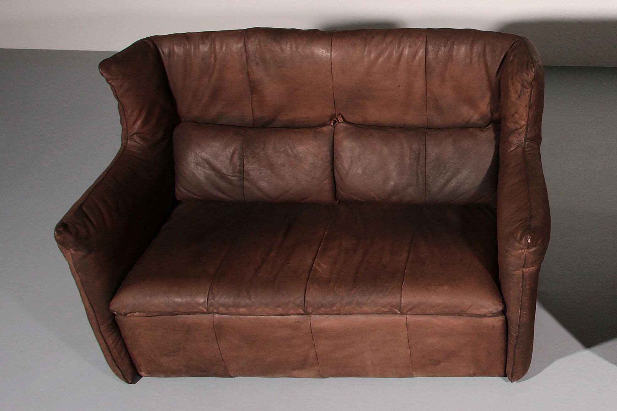 Patinated leather sofa by Gerard van den Berg for Montis, Netherlands, 1970s