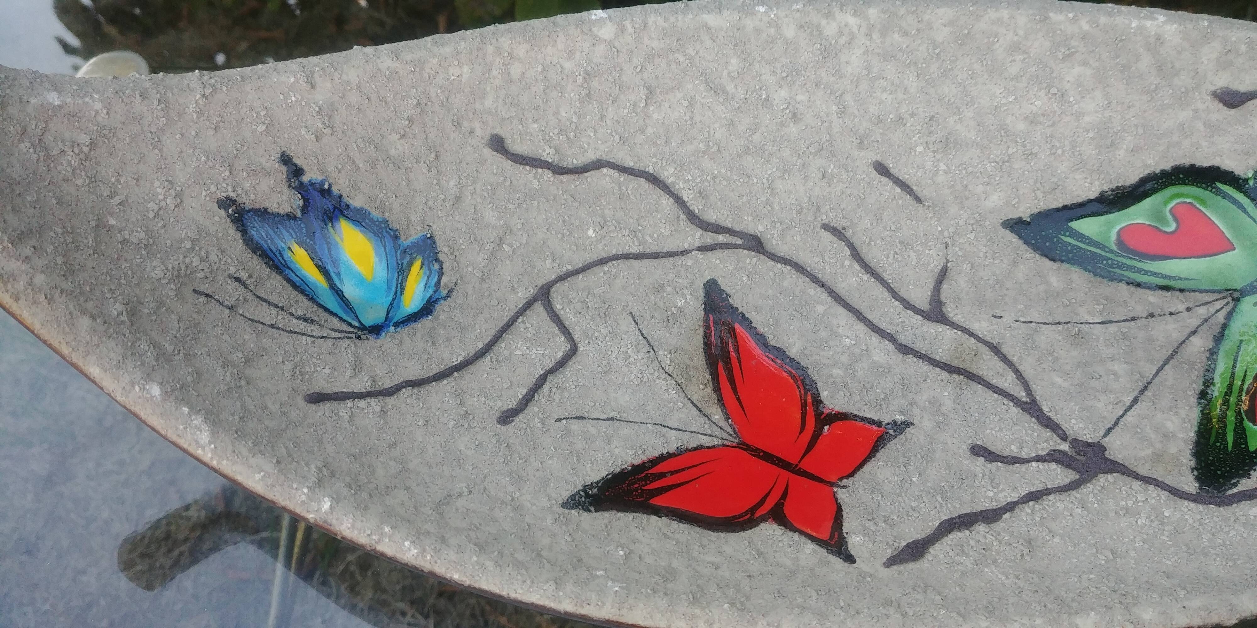 Fruit cup vintage 50s ceramic glazed style brutalist decoration butterflies