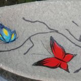 Fruit cup vintage 50s ceramic glazed style brutalist decoration butterflies