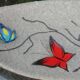 Fruit cup vintage 50s ceramic glazed style brutalist decoration butterflies